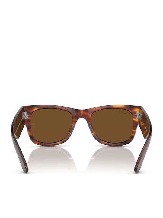 Ray Ban Mega Wayfarer Унисекс Слънчеви Очила с Кафяв Костенурков Пластмасов Рам и Кафяви Поляризирани Лещи