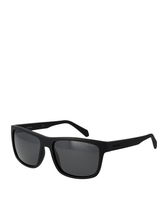 Polaroid Men's Sunglasses with Black Horn-Rimmed Frame and Grey Polarized Lens PLD2058/S 003/M9