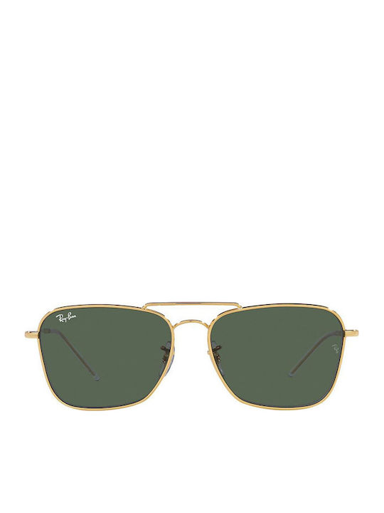 Ray Ban Caravan Reverse Unisex Γυαλιά Ηλίου με Χρυσό Μεταλλικό Σκελετό και Πράσινο Φακό RB0102 001/VR