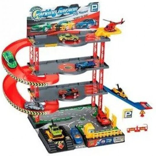 Track Parking Lot Series Three-Story Parking Garage 3 Metal Vehicles 1 Helicopter 981-16 981-16