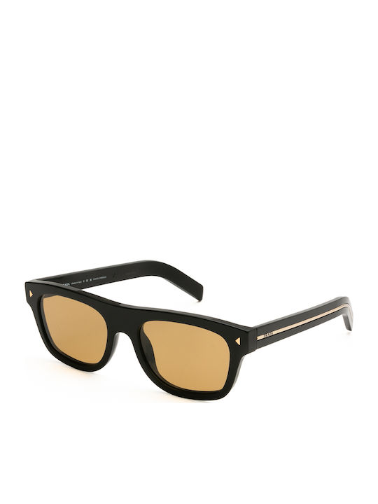 Prada Unisex Γυαλιά Ηλίου με Μαύρο Κοκκάλινο Σκελετό και Καφέ Φακό