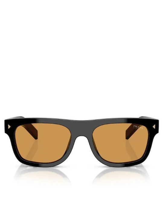 Prada Unisex Γυαλιά Ηλίου με Μαύρο Κοκκάλινο Σκελετό και Καφέ Φακό