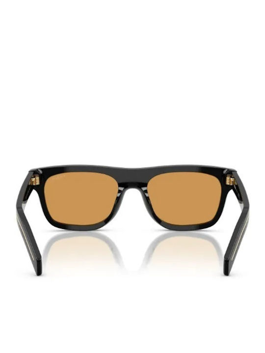 Prada Unisex Γυαλιά Ηλίου με Μαύρο Κοκκάλινο Σκελετό και Καφέ Φακό