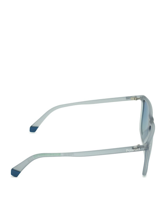 Polaroid Men's Sunglasses with Transparent Horn-Rimmed Frame and Blue Lens PLD6232/S 2M4/Z7