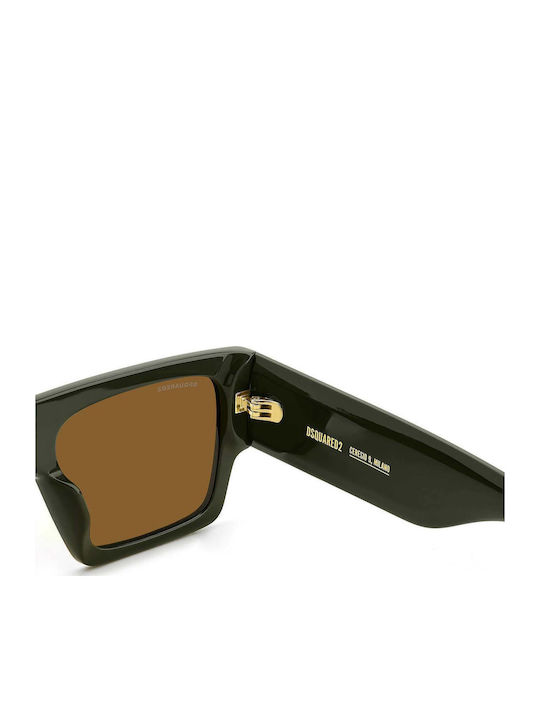 Dsquared2 Unisex Γυαλιά Ηλίου με Πράσινο Κοκκάλινο Σκελετό και Καφέ Φακό D2 0165/S 1ED/70