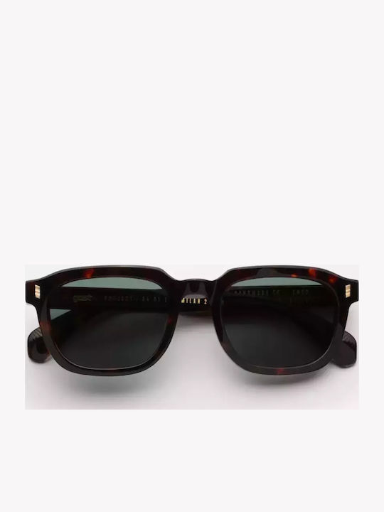 Gast Maven Men's Sunglasses with Brown Tartaruga Plastic Frame and Green Lens