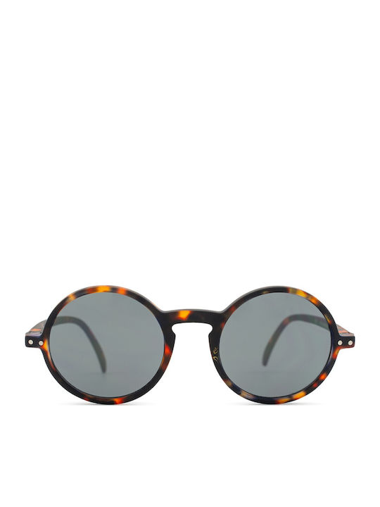Izipizi #G Unisex Sunglasses with Brown Tartaruga Plastic Frame and Black Lens