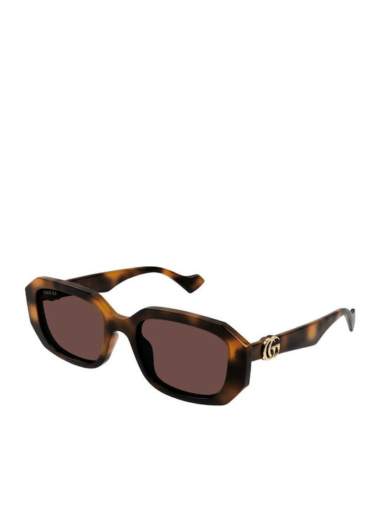 Gucci Damen Sonnenbrille mit Braun Schildkröte Kunststoff Gestell und Braun Linse GG1535S 002