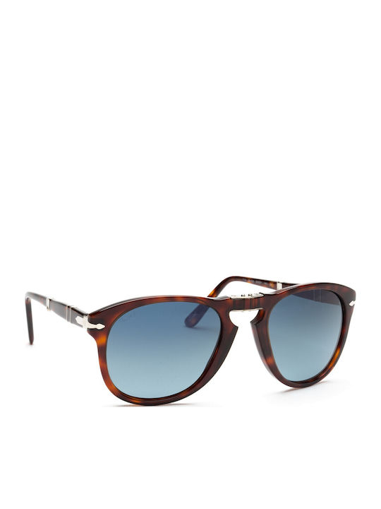 Persol Steve McQueen Мъжки Слънчеви Очила с Кафяв Костенурков Пластмасов Рамка и Сив Преливащ Лещи PO0714SM 24/S3