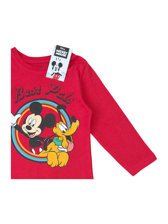 Kids' Shirt Long Sleeve Red Mickey