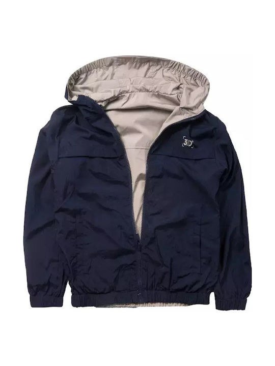 Kids' Casual Jacket Windproof Double Sided with Hood Dark Blue