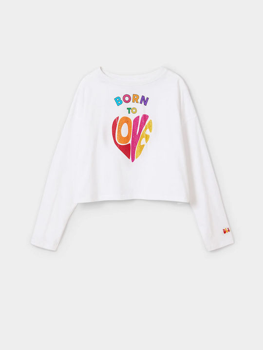 Kids' Crop Top Long Sleeve White Jamie Girl