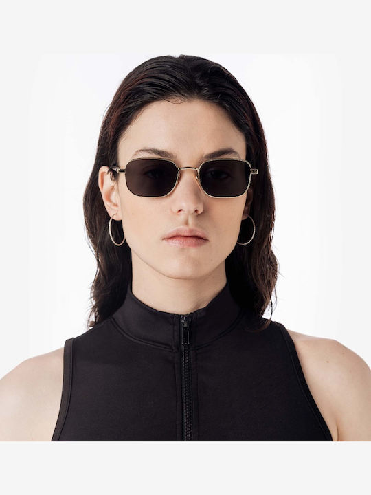 Gast Studio Men's Sunglasses with Gold Metal Frame and Black Lens STU03