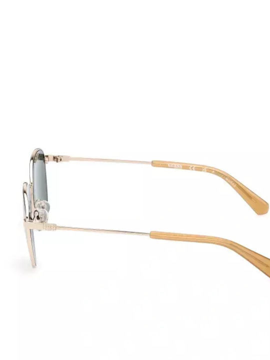 Guess Unisex Sunglasses with Gold Metal Frame and Green Lens GU8257 32N