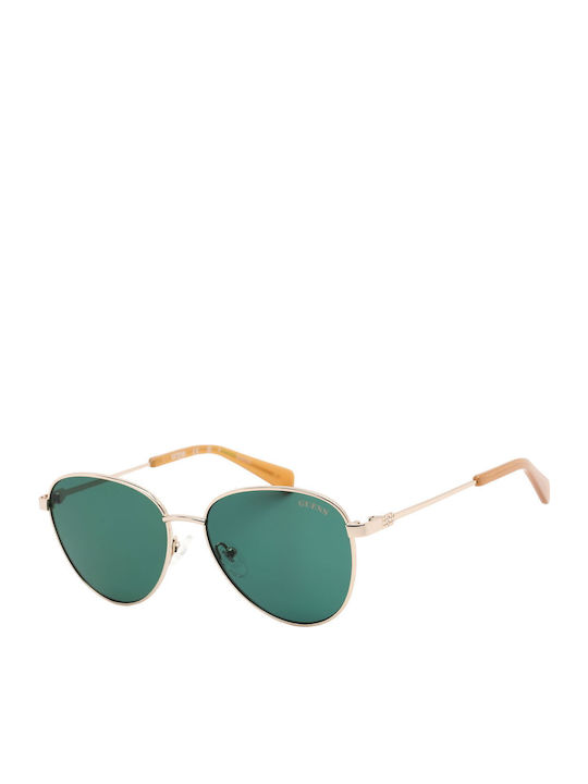 Guess Unisex Sunglasses with Gold Metal Frame and Green Lens GU8257 32N