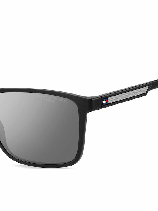 Tommy Hilfiger Men's Sunglasses with Black Plastic Frame and Silver Mirror Lens TH2201/S 08A/TI