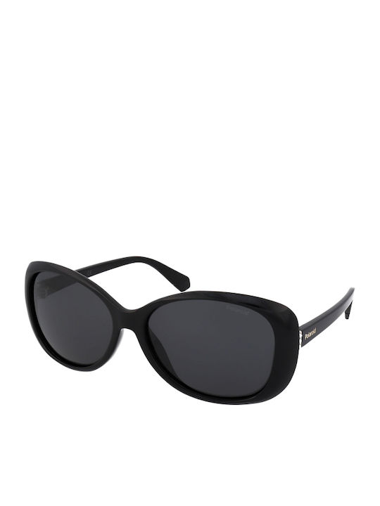 Polaroid Women’s Sunglasses with Black Horn-Rimmed Frame and Grey Polarized Lens PLD4097/S 807/M9