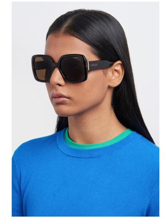 Polaroid Women's Sunglasses with Brown Tartaruga Plastic Frame and Brown Polarized Lens PLD6168/S 086/SP