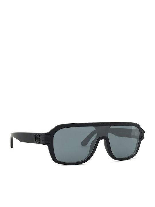 Dolce & Gabbana Men's Sunglasses with Black Horn-Rimmed Frame and Grey Mirror Lens DG4507 25256G
