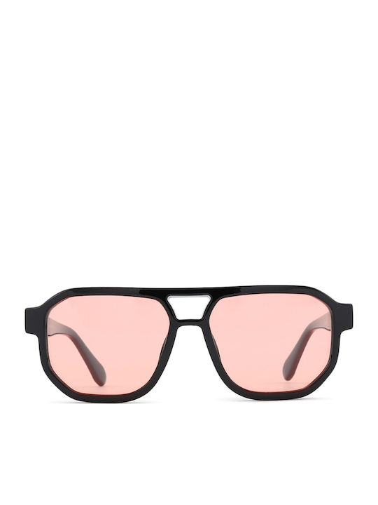 Meller Seba Unisex Sonnenbrille mit Schwarz Kunststoff Gestell und Rosa Polarisiert Linse SE-TUTPEACH