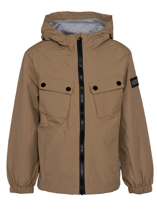 Kinder Freizeitjacke Winddicht mit Kapuze TAN