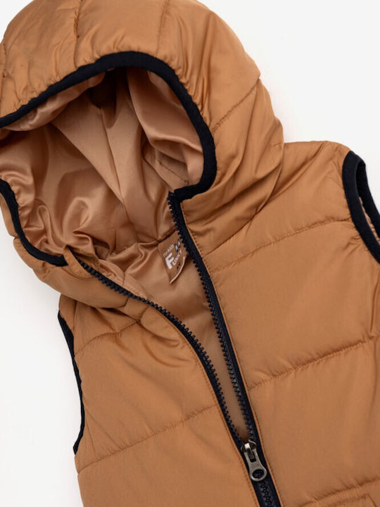 Παιδικό Casual Μπουφάν Αμάνικο με Κουκούλα Tawny Brown