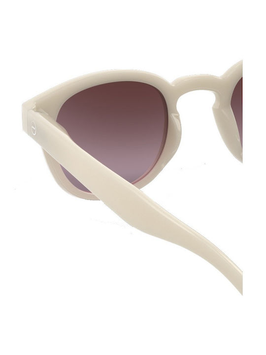Izipizi Unisex Sunglasses with Beige Plastic Frame and Brown Gradient Lens