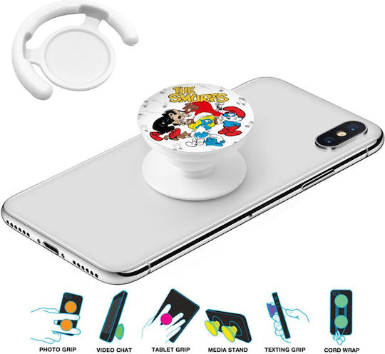 Στρουμφάκια Phone Holders Stand Λευκό Βάση Στήριξης Κινητού Στο Χέρι