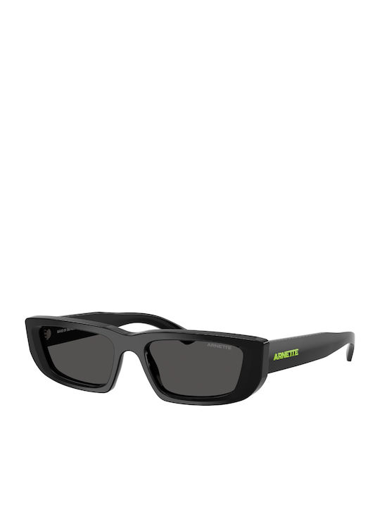 Arnette Men's Sunglasses with Black Horn-Rimmed Frame and Grey Lens