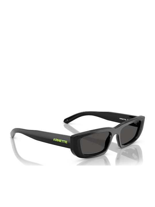 Arnette Men's Sunglasses with Black Horn-Rimmed Frame and Grey Lens