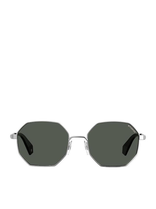 Polaroid Women's Sunglasses with Silver Metallic Frame and Grey Polarized Lenses PLD6067/S 79D/M9