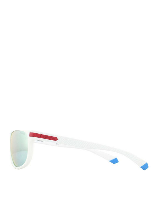 Polaroid Men's Sunglasses with White Plastic Frame and Gray Polarized Lens PLD2099/S 7DM/EX