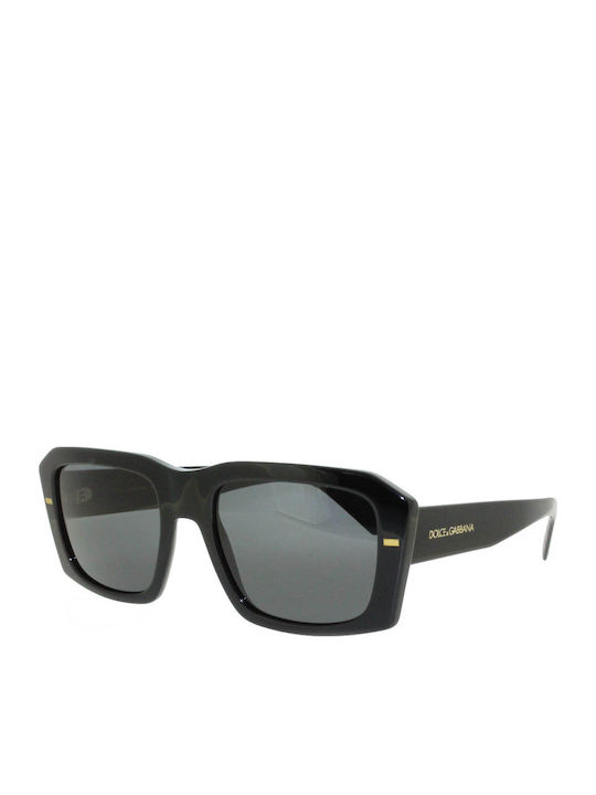 Dolce & Gabbana Men's Sunglasses with Black Horn-Rimmed Frame and Grey Lens DG4430 501/87