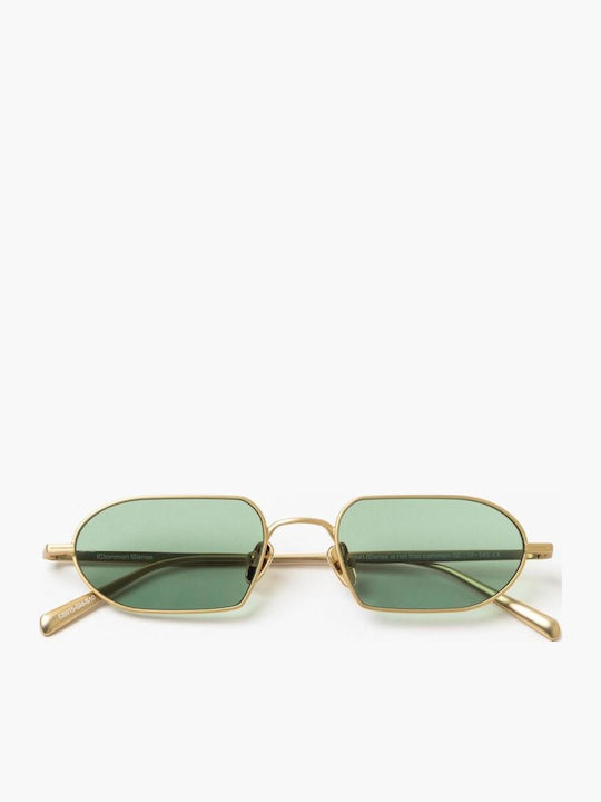 Unisex Sunglasses with Metallic Gold Frame / Light Green
