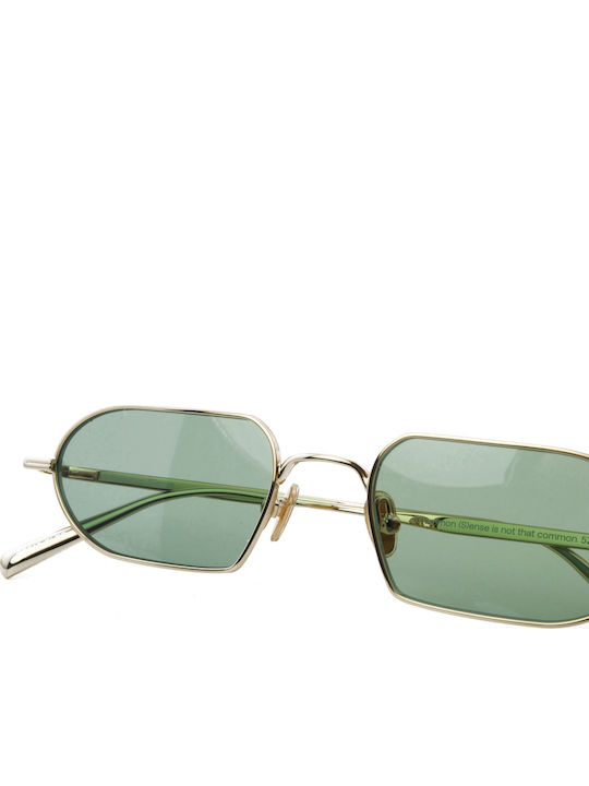 Unisex Sunglasses with Metallic Gold Frame / Light Green