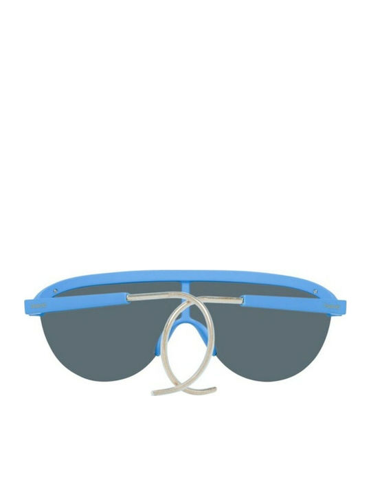 Polaroid Men's Sunglasses with Blue Frame and Black Polarized Lens PLD6037/S RCT/99