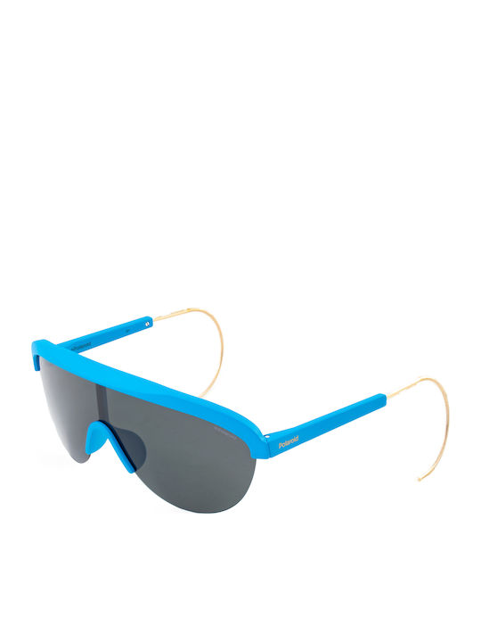Polaroid Men's Sunglasses with Blue Frame and Black Polarized Lens PLD6037/S RCT/99