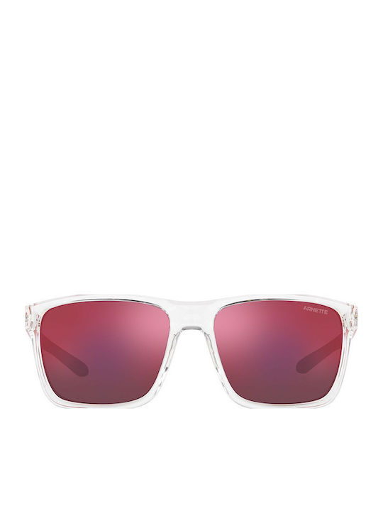 Arnette Men's Sunglasses with Transparent Plastic Frame and Red Mirror Lens