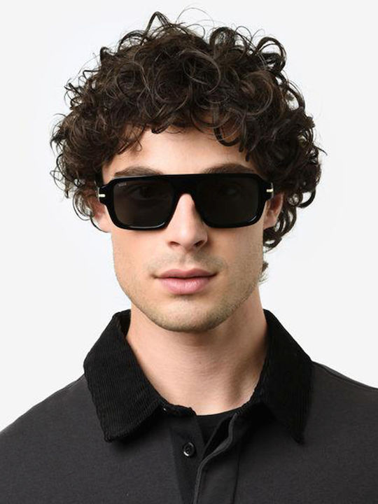 Boss Men's Sunglasses with Black Plastic Frame and Black Lens BOSS 1595/S 807/A9