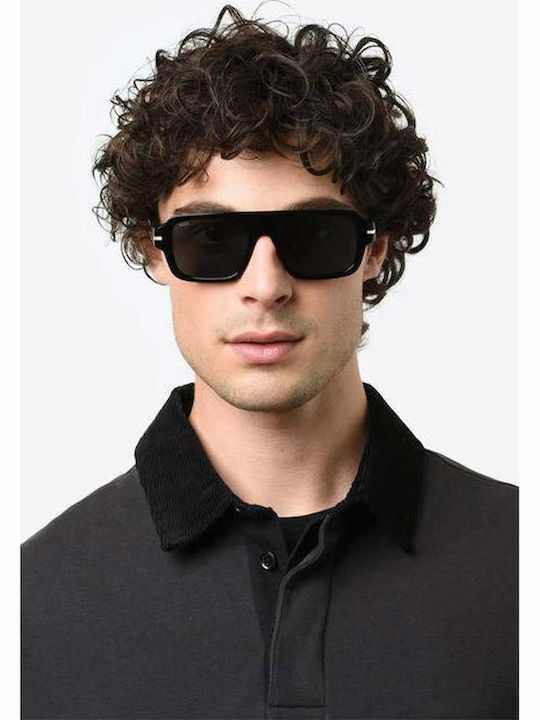 Boss Men's Sunglasses with Black Plastic Frame and Black Lens BOSS 1595/S 807/A9