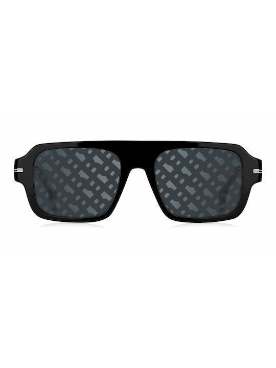 Boss Men's Sunglasses with Black Plastic Frame and Black Lens BOSS 1595/S 807/A9