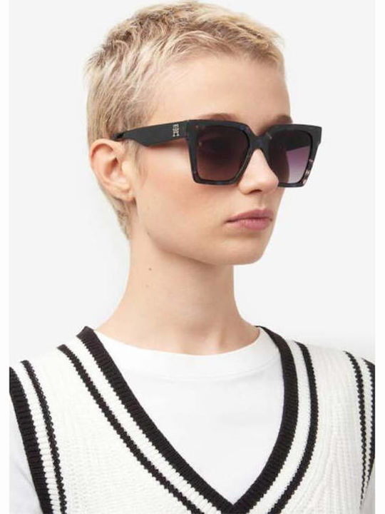Tommy Hilfiger Damen Sonnenbrille mit Braun Schildkröte Kunststoff Gestell und Braun Linse TH2100/S JBW/3X