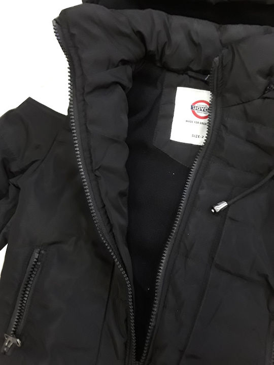Waterproof Kids Casual Short Coat with Hood Black White