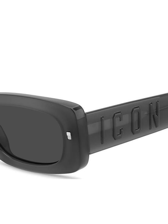 Dsquared2 Icon Unisex Sunglasses with Black Plastic Frame and Black Lens Icon 0020/S KB7/IR