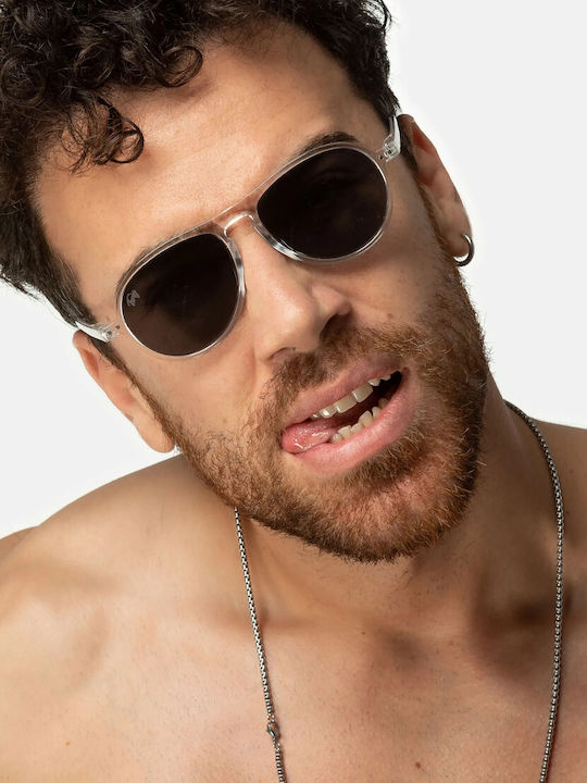 Twig Thiele Unisex Sunglasses with Brown Tartaruga Plastic Frame and Green Lens THS11
