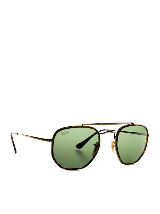Ray Ban The Marshal II Unisex Sunglasses with Gold Tartaruga Metallic Frame and Green Mirror Lens RB3648M 001