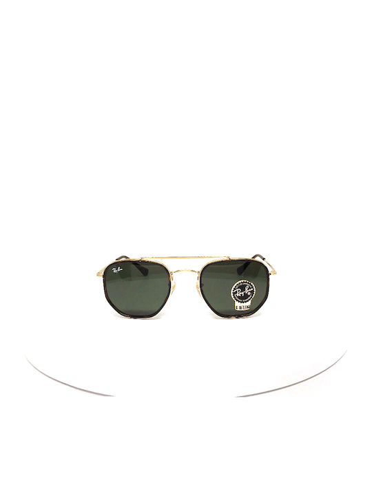 Ray Ban The Marshal II Unisex Sunglasses with Gold Tartaruga Metallic Frame and Green Mirror Lens RB3648M 001