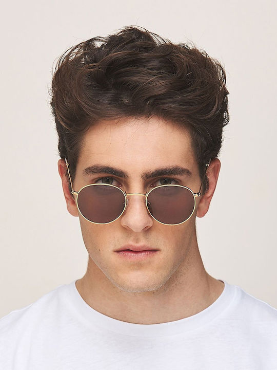 Meller Yster Unisex Sunglasses with Gold Metal Frame and Brown Polarized Lens Y-GOLDKAKAO