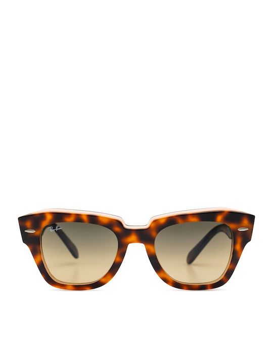 Ray Ban State Street Women's Sunglasses with Brown Tartaruga Plastic Frame and Brown Gradient Lens RB2186 1324/BG