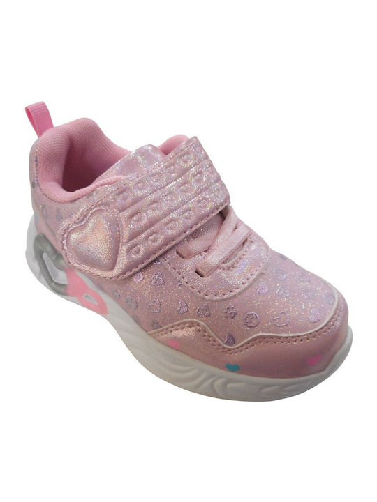 Παιδικά Sneakers Ανατομικά με Φωτάκια Ροζ